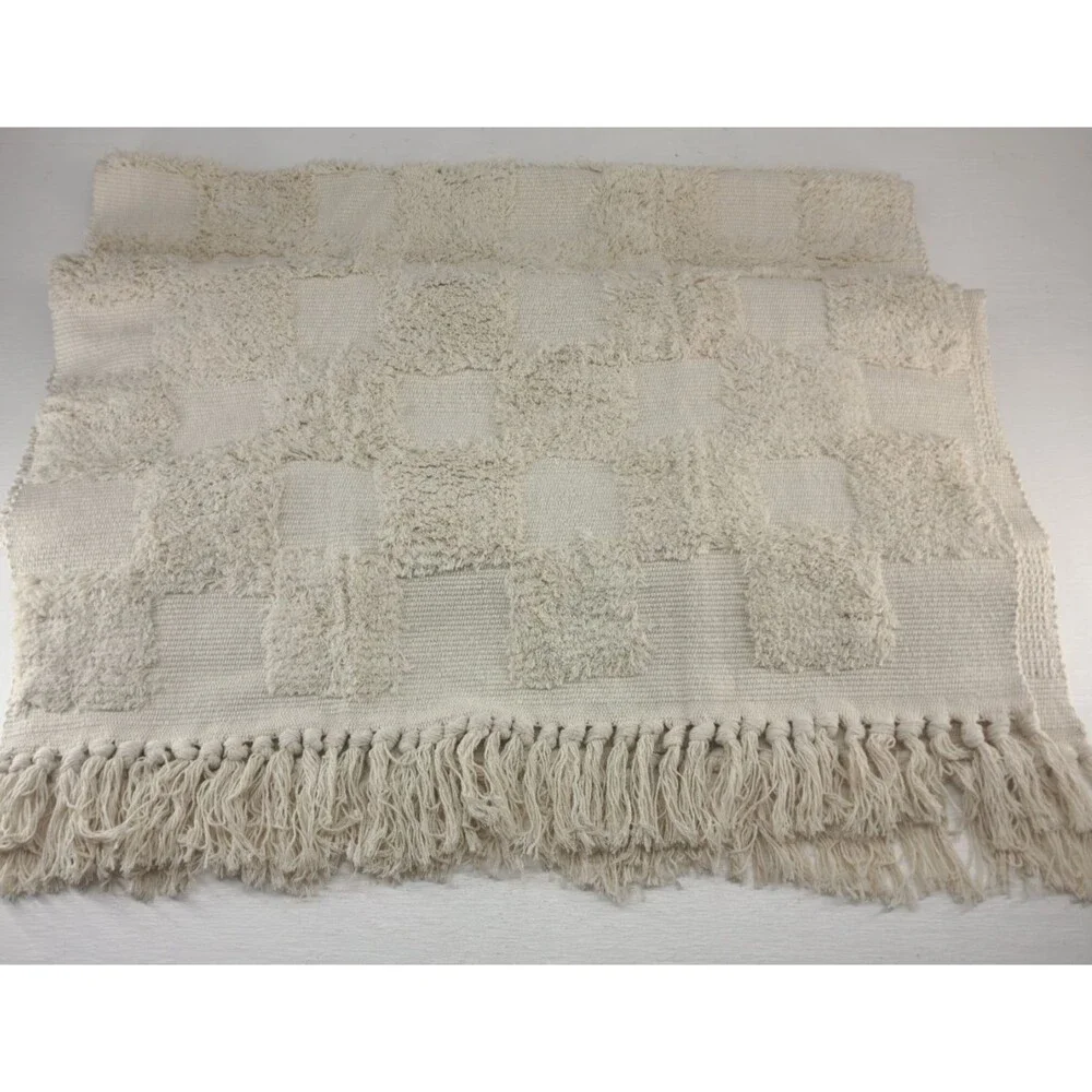 NWOT Boho Tassel Rug Large Cream 95 In x 32 In‎ Area Rug Bathroom Bedroom Entry